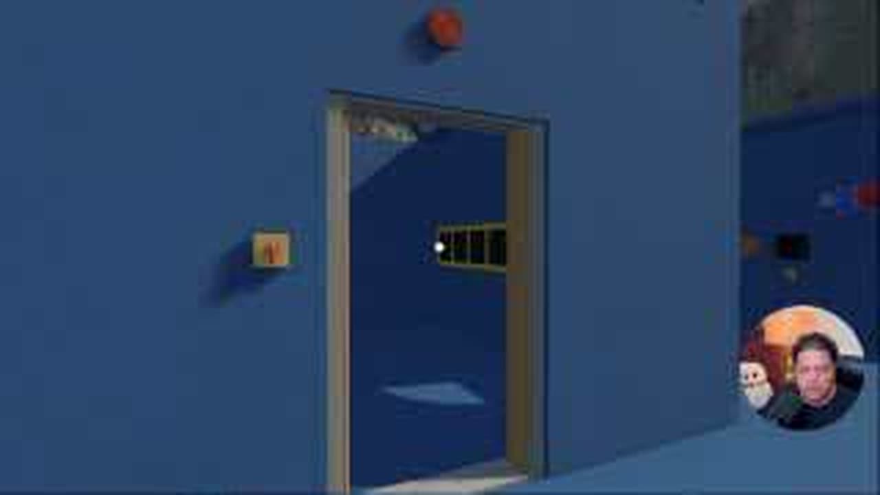 Open blue-house doorway and exterior symbol controls in BIG WALK